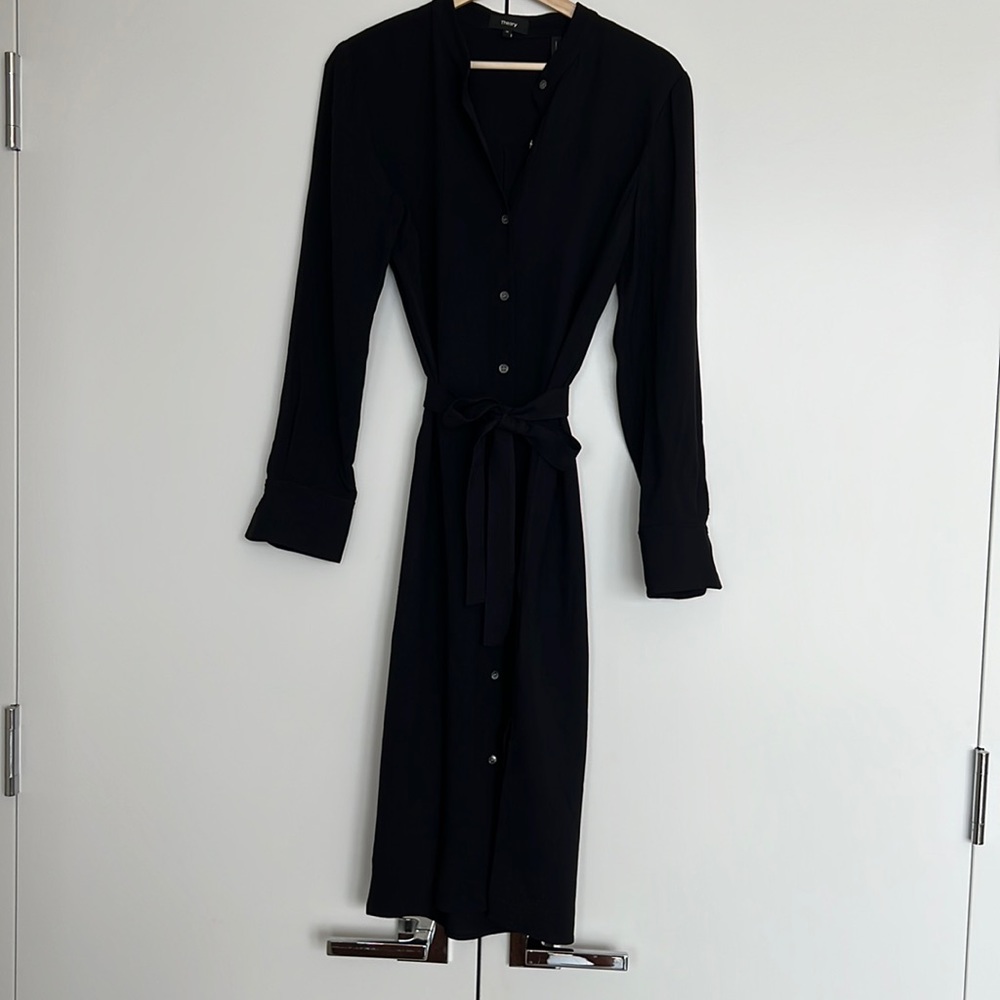 Theory Black button up short dress Medium dark academia or minimal style